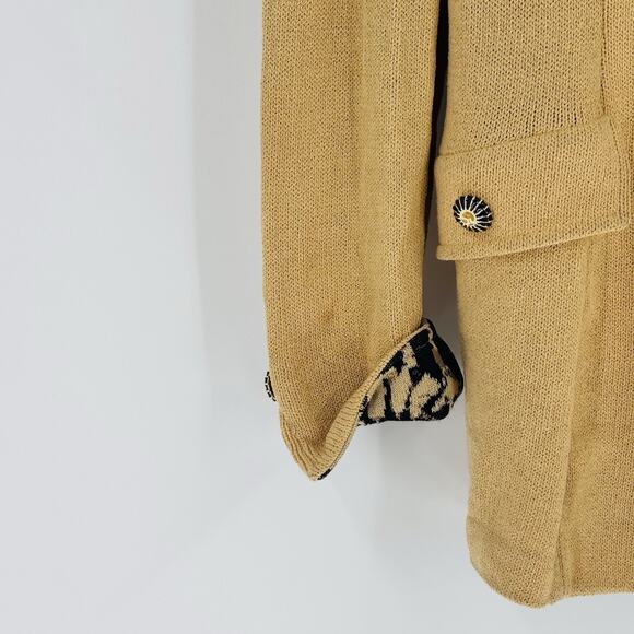 St.John Collection Sz 2 Beige Animal Contrast Santana Knit Blazer Jacket XS S - Picture 4 of 9